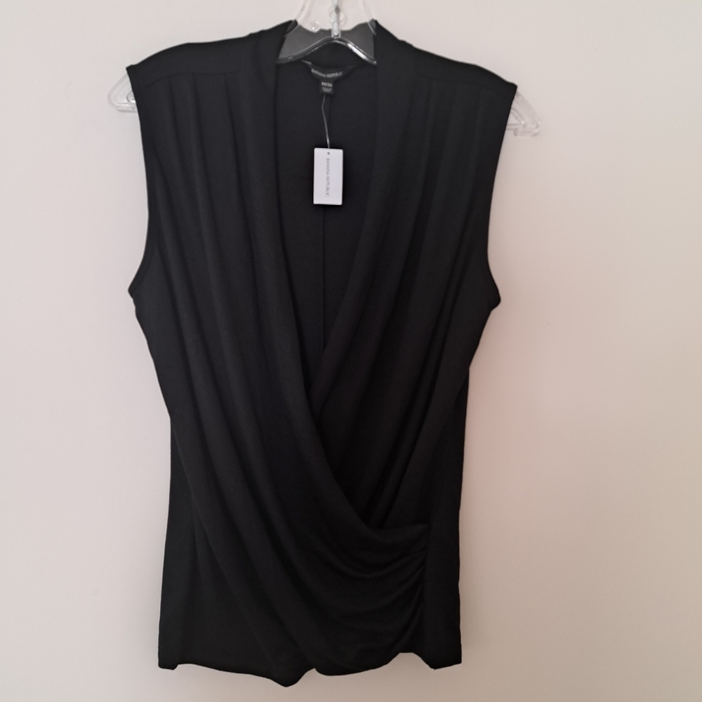 BR Black Sleeveless Wrap Top